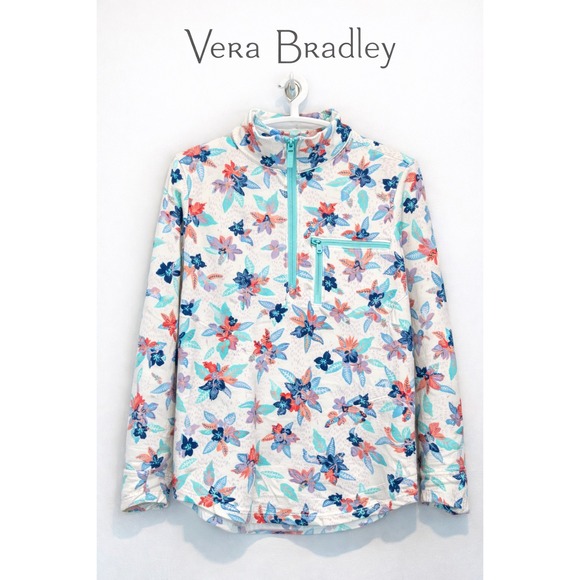 Vera Bradley Tops - Vera Bradley Floral Quarter Zip Pullover Lightweight Athletic Top